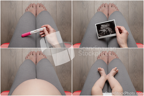 Image of Photo collage of pregnant woman