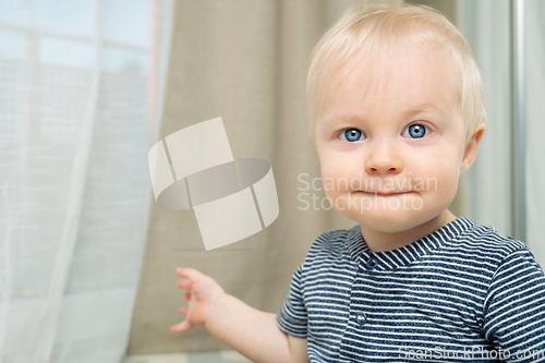 Image of Cute baby boy with blue eyes - portrait