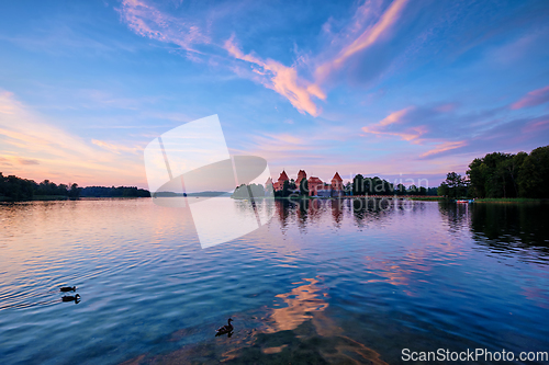 Image of Trakai Island Castle in lake Galve, Lithuania