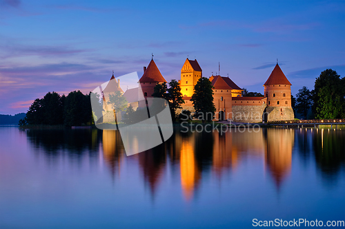 Image of Trakai Island Castle in lake Galve, Lithuania