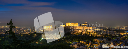 Image of Parthenon Temple and Amphiteater are ancient architecture at the Acropolis, Athens, Greece