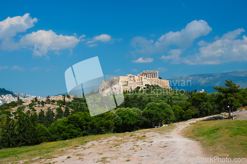 Image of Iconic Parthenon Temple at the Acropolis of Athens, Greece