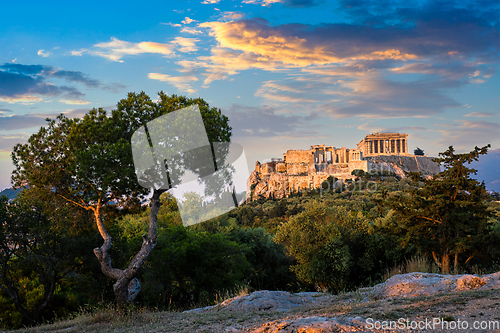 Image of Iconic Parthenon Temple at the Acropolis of Athens, Greece