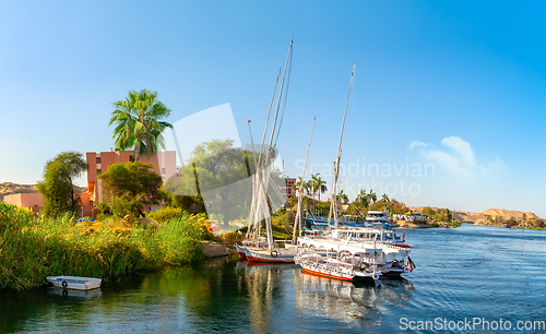 Image of Nile coastline and boats