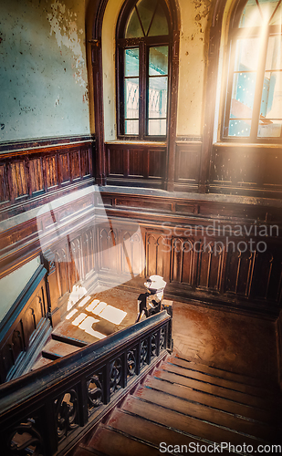 Image of Old wooden staircase