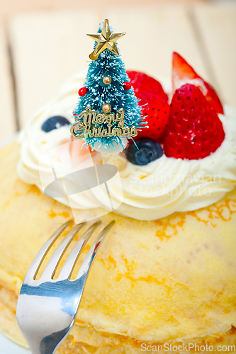 Image of christmas tree on crepe pancake cake