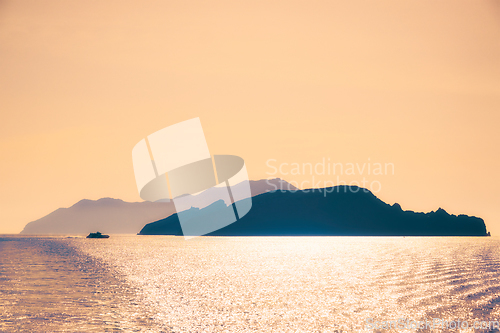 Image of Cyclades islands silhouettes in Aegean sea