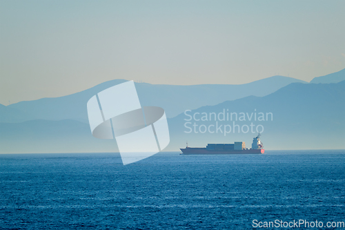 Image of Cargo vessel ship in Aegean Sea