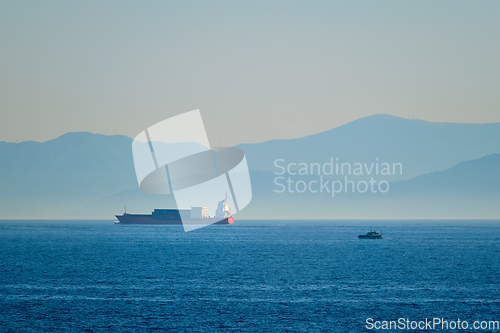 Image of Cargo vessel ship in Aegean Sea