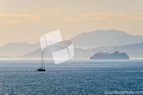 Image of Cruise liner ship in Mediterranea sea