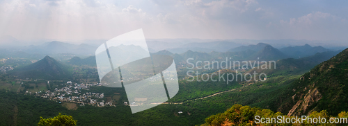 Image of Panorama of Udaipur hills. Udaipur, Rajasthan, India