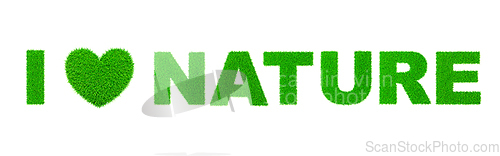 Image of I love nature written with grass