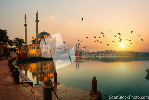 Image of Ortakoy Mosque and Bosphorus bridge