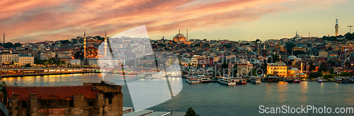 Image of Panorama of Istanbul at sunset