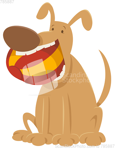 Image of dog with ball cartoon character