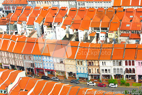 Image of Singapore Chinatown street, aerial view