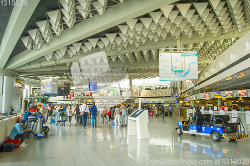 Image of People car Frankfurt airport hall