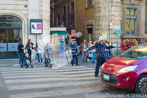 Image of Road police Rome Italy crossroad