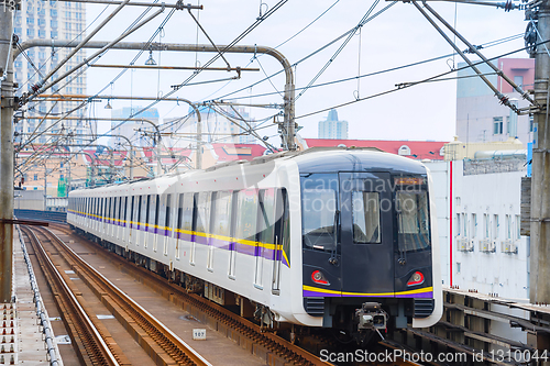 Image of Subway train arriving to station