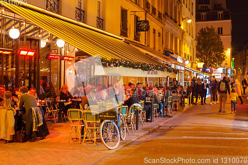 Image of  People street restaurant Paris night