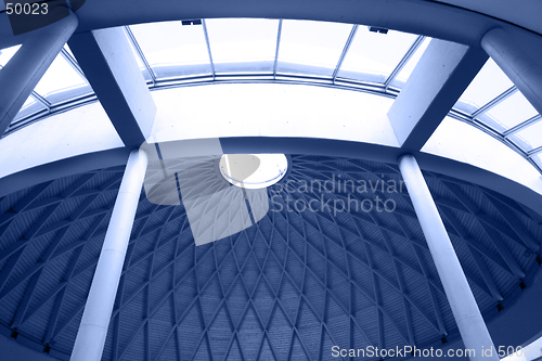 Image of architectural geometry in blue