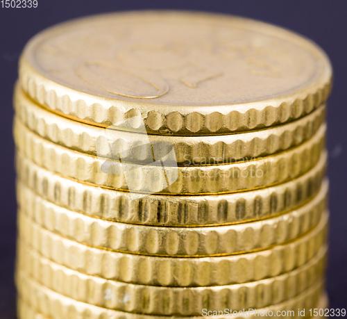 Image of stacked a large number of European coins