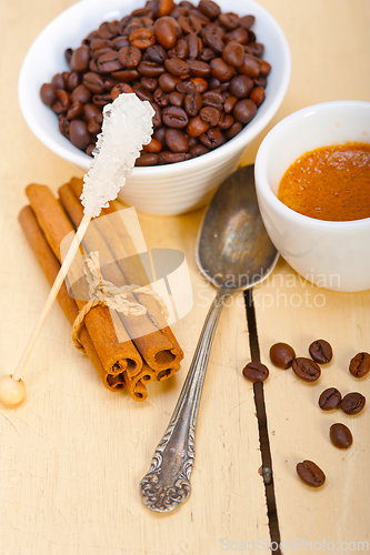 Image of espresso coffee with sugar and spice