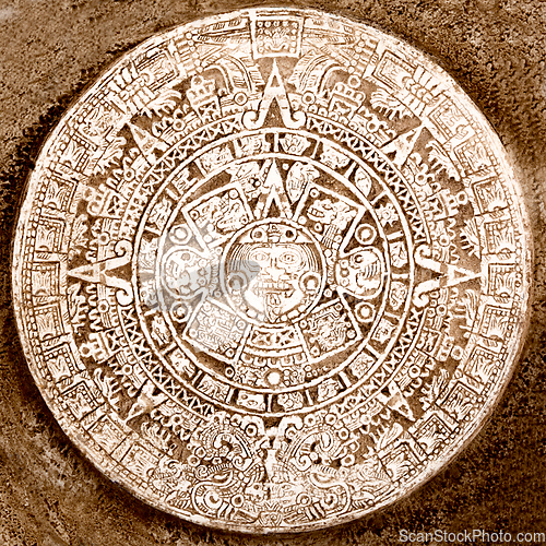 Image of Ancient aztec calendar isolated