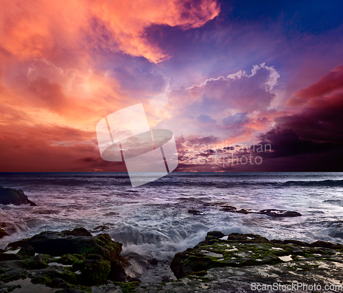 Image of Rocky coast. Sunset