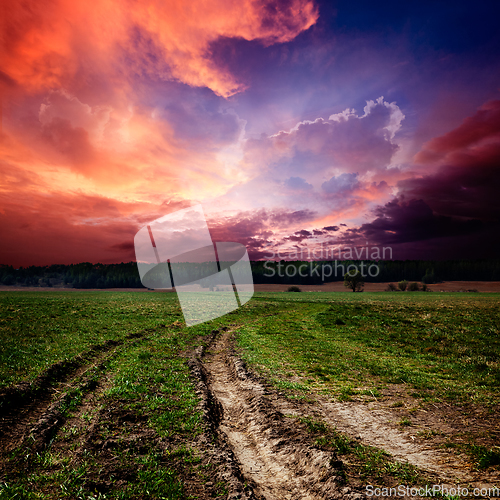 Image of Countryside landscape with dirt road