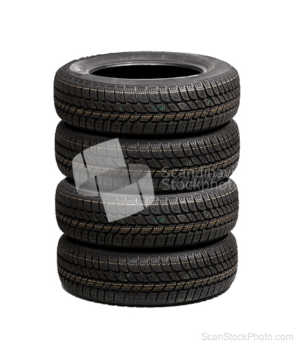 Image of Set of car tires isolated