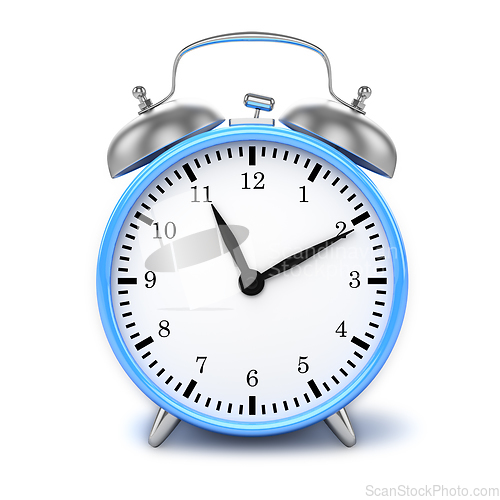 Image of Blue retro styled classic alarm clock isolated