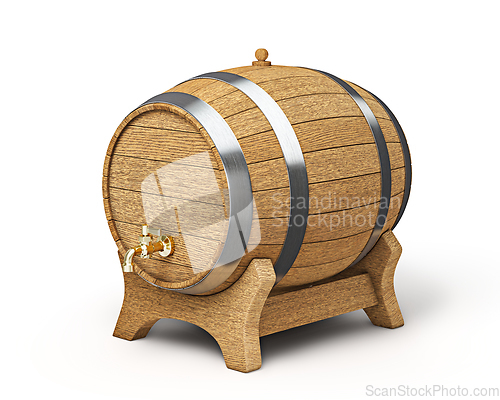 Image of Wooden barrel isolated on white
