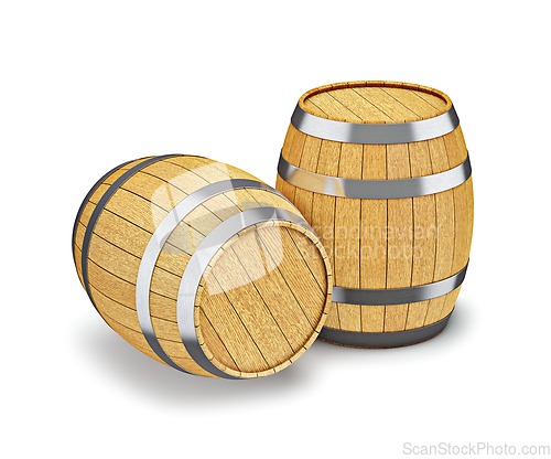 Image of Wooden barrel isolated on white