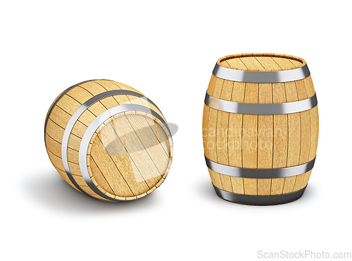 Image of Wooden barrel isolated on white