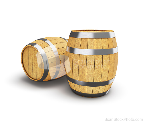 Image of Wooden barrel isolated on white