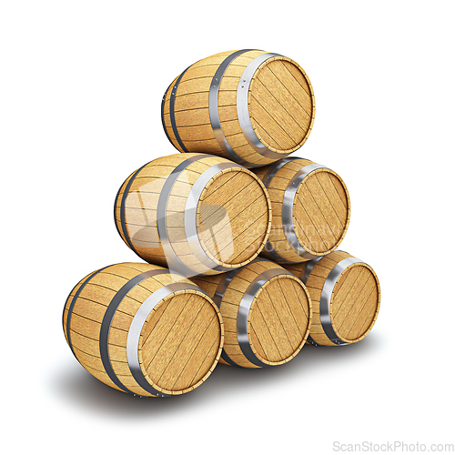 Image of Wooden barrels isolated on white