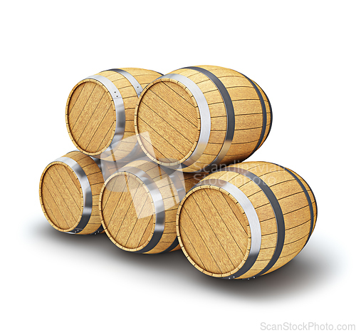 Image of Wooden barrels isolated on white