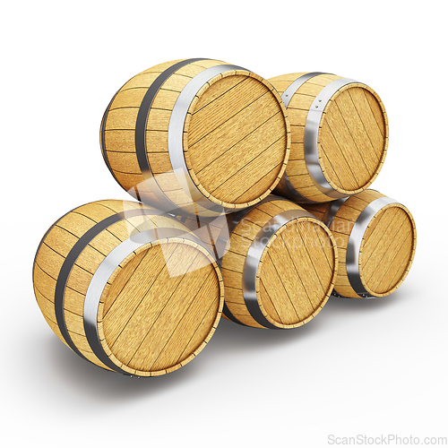 Image of Wooden barrels isolated on white