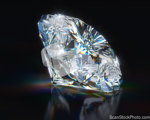 Image of Diamond on black reflective background