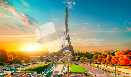 Image of Paris in sunset time