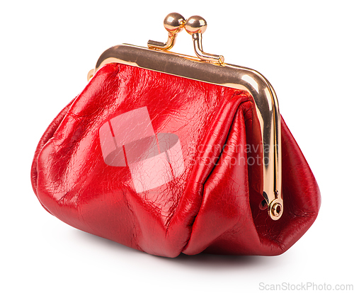 Image of Red leather purse isolated