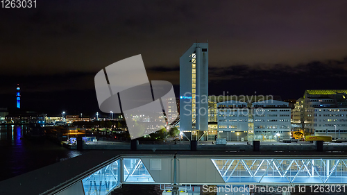 Image of Stockholm, Sweden - November 3, 2018: The Tallink ship Viktoria I in Vartahamnen port in Stockholm, the capital of Sweden. Waiting for departure to Tallin.