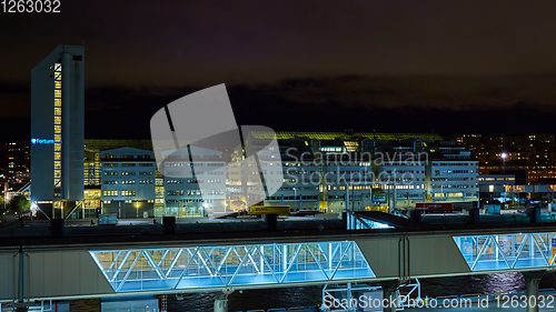 Image of Stockholm, Sweden - November 3, 2018: The Tallink ship Viktoria I in Vartahamnen port in Stockholm, the capital of Sweden. Waiting for departure to Tallin.