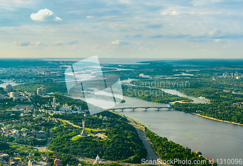 Image of Aerial cityscape with Kiev architecture