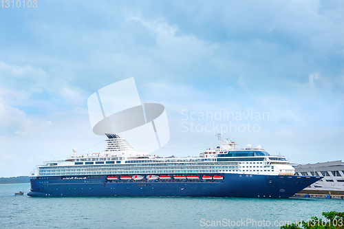 Image of Cruise liner under rainy sky