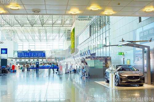 Image of People car Frankfurt airport hall