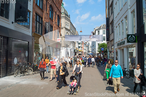 Image of People Stroget shopping street Copenhagen