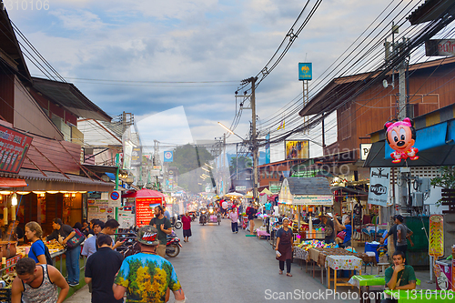 Image of People walking street Pai Thailand