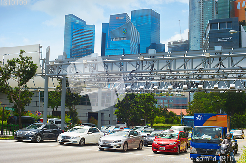 Image of Car traffic. Downtown of Singapore